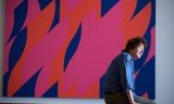 Bridget Riley at the press preview of her Flashback exhibition at the Walker Art Gallery in Liverpoo